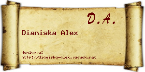 Dianiska Alex névjegykártya